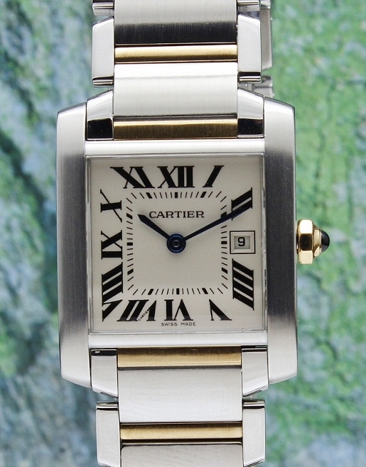 (image for) A CARTIER MID SIZE STAINLESS STEEL & GOLD TANK FRANCAIS / 2465